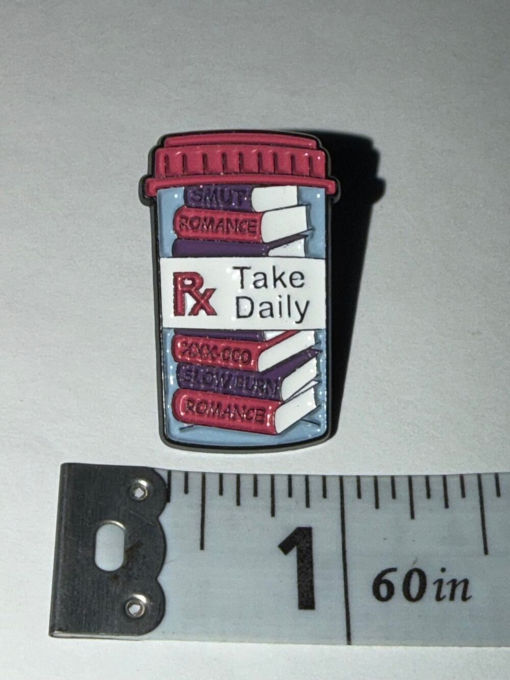Book RX Take Daily Reading Library Pin Brooch